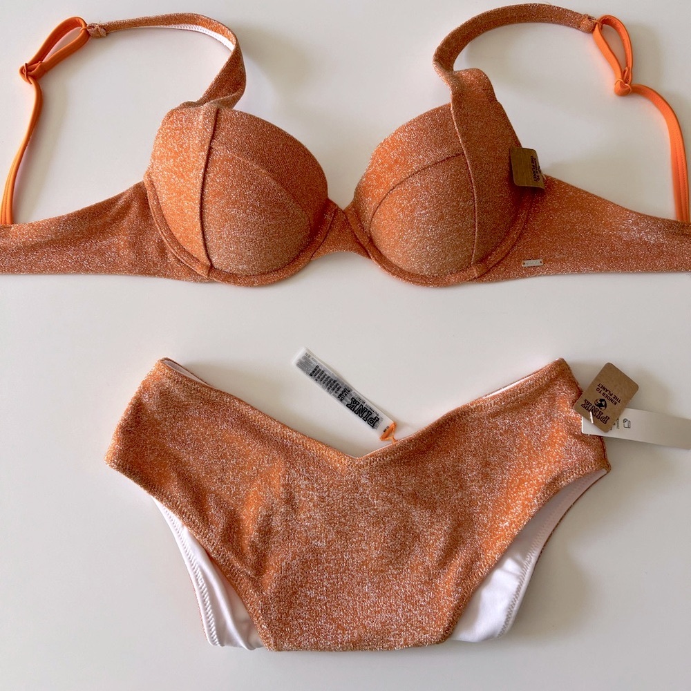 PINK Victoria's Secret Orange Glitter Bikini